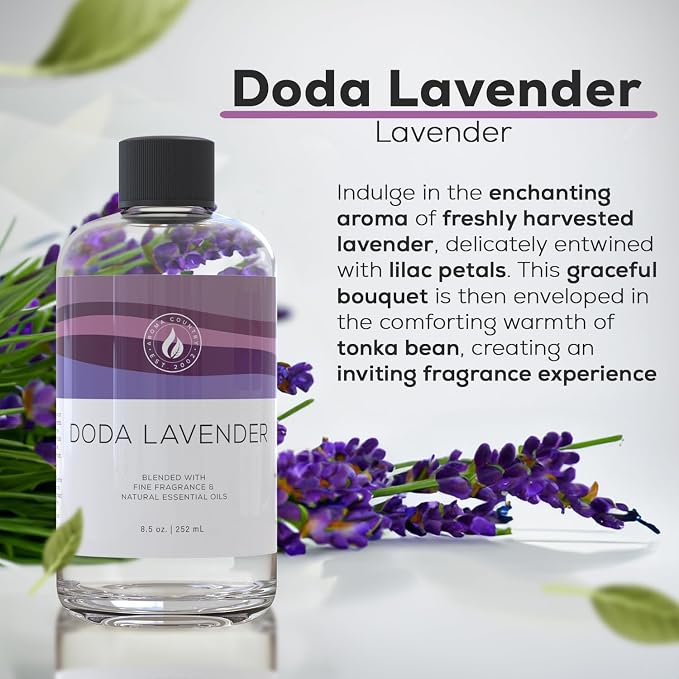 Aroma Country Lavender Fields Luxury Diffuser Oil Refill (8.5 Fl Oz) | Hotel-Inspired • Long-Lasting Home Fragrance • for Aromatherapy, Reed Diffusers, Diffuser Machines & Room Sprays