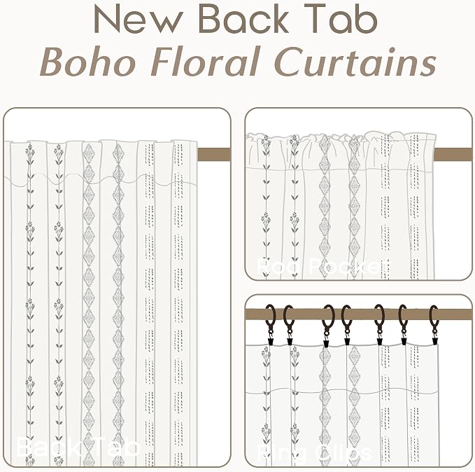 Light Gray Farmhouse Curtains for Bedroom Living Room,Grey and White Sheer Linen Stripe Curtains 96 Inch Long 2 Panel Set