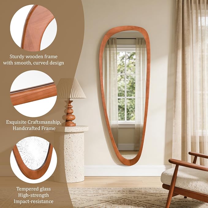 WallBeyond Asymmetrical Mirror, Irregular Mirror Full Length, Boho Wall Mirrors Decorative for Bedroom Living Room Entryway Hall, Mid Century Modern Decor 60" H x 22" W