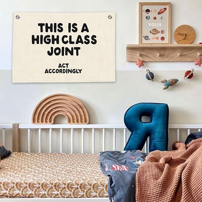 RTXLEZM Funny This Is a High Class Joint Canvas Banner | Neutral Minimalist Modern Wall Hanging for Home Bedroom Living Room Dorm Apartment Decor, 20x30 Inch