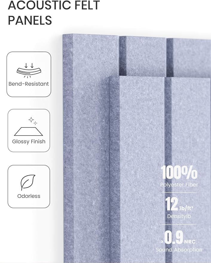 Fluxynara Large Felt Bulletin Board 36" x 24" Cork Board Alternative-6 Pack with 32 Safe Removable Adhesive Tabs, Cork Boards for Walls for Home Office Classroom Pin Board -Soft Periwinkle