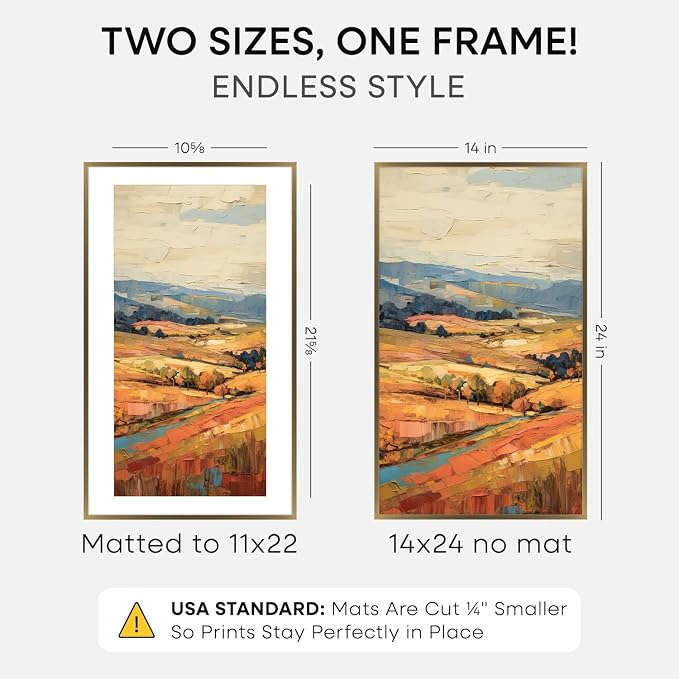 Homeforia 14x24 Picture Frame Bronze, High End Metal 14x24 Brass Poster Frames with Mat 11x22 Photo, 14 x 24 Frame Matted to 11 by 22 inch Print, 24by14 Thin Frames, Tempered Glass, Wall Kit, Set of 3
