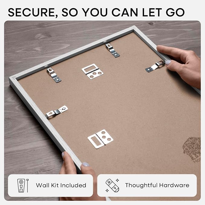 Homeforia 22.375x34 White Wood Puzzle Frame, High End Oak 22.375 x 34 Frames without Mat, Wooden 34x22.375 Hanging Picture Frames for Wall, 22.375by34 Poster Frames, Tempered Glass, Wall Kit, Set of 1
