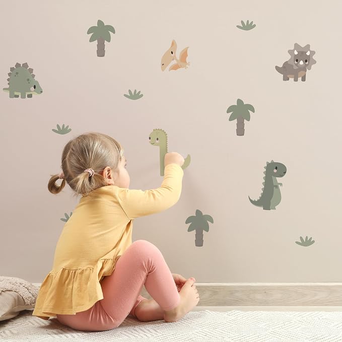 Removable Wall Decals for Kids Room – Peel and Stick Wall Stickers for Girls & Boys Bedroom, Playroom & Nursery – Easy to Apply Wall Decor - Dinosaur Wall Decals