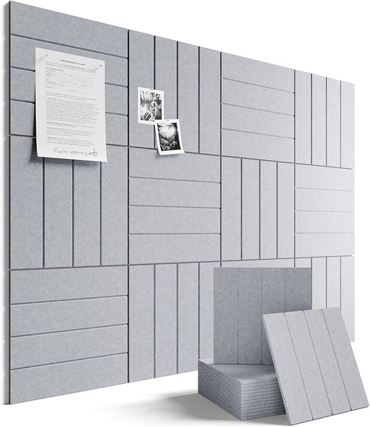 Fluxynara Large Felt Bulletin Board 48" x 36" Cork Board Alternative-12 Pack with 64 Safe Removable Adhesive Tabs, Cork Boards for Walls Pin Board for Home Office Classroom Felt Board-Soft Gray
