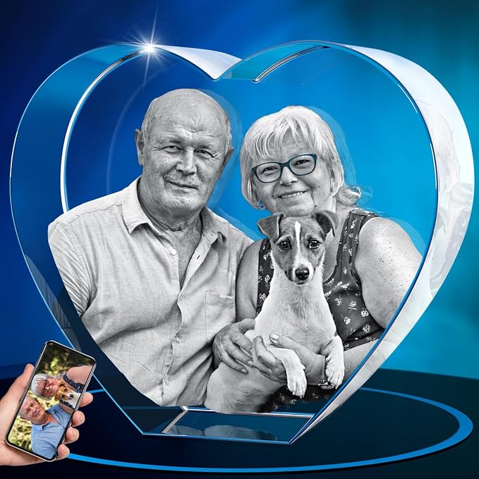 ArtPix 3D Crystal Photo, Personalized Gifts for Women, Wife, Her, Him, Men, Mom, Great Customized Gift With Your Own Photo - Anniversary, Wedding, Birthday - Custom Glass 3D Laser Etched Picture Frame