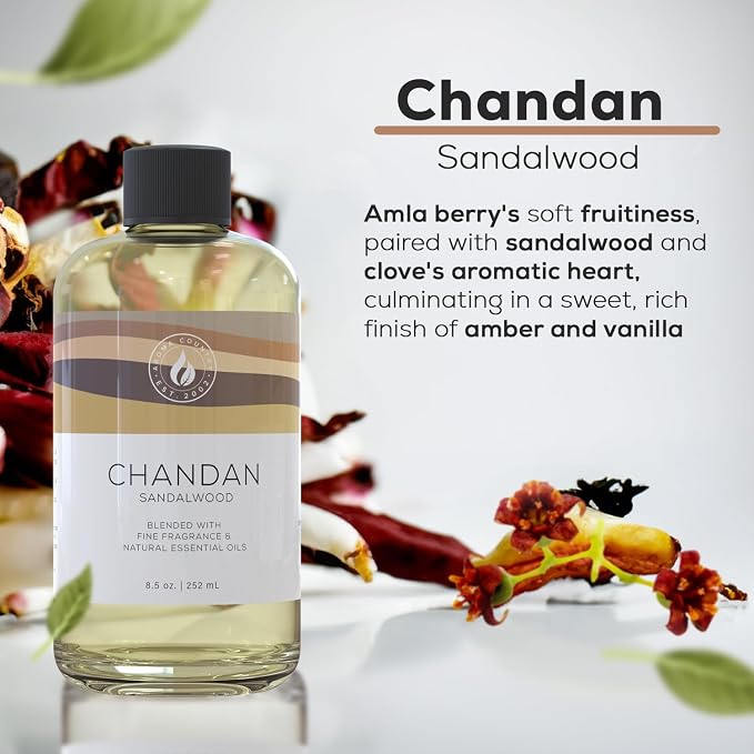 Aroma Country Chandan Luxury Diffuser Oil Refill (8.5 Fl Oz) | Hotel-Inspired • Long-Lasting Home Fragrance • for Aromatherapy, Reed Diffusers, Diffuser Machines & Room Sprays
