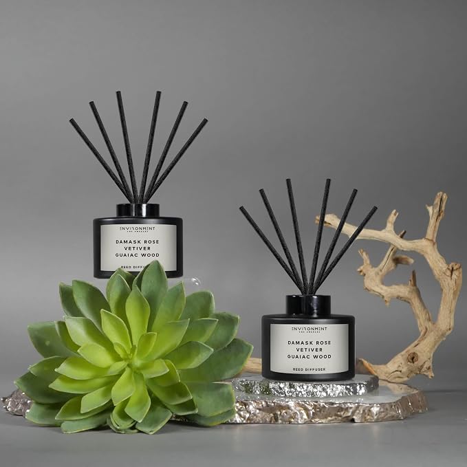 Environment Inspired by 5-Star Resort FMT Reed Diffuser, 200ml Luxury Scented Aromatherapy (Damask Rose | Vetiver | Guaiac Wood) Reed Diffusers for Home, Diffusing Oil, Home Fragrance Products