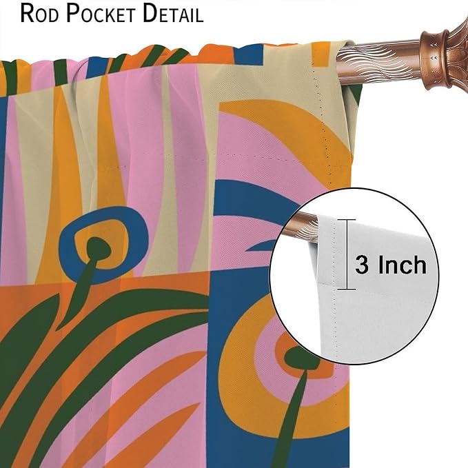 JESTRONRY Mid Century Boho Curtains, Modern Abstract Cute Retro Floral Vintage Checkered Flower Print Blackout Window Door Curtains for Bedroom Living Room Home Decor 84x84in