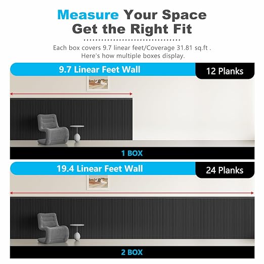 Art3d Wainscotting Wall Panel Kit, 37.8" Tall Beadboard Panels for Walls, Polystyrene Board and Batten Wall Panel Kit, Easy DIY Decorative Trim for Living Room, Kitchen, Bedroom – Covers 31 Sq.Ft
