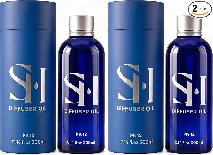 Paris 24k PK12 Hotel Scent Diffuser Oil | 2 Pack of 10.14 Fl Oz (300ml) - Waterless Diffuser Oil Refill & Highly Concentrated Fragrance Oil, Diffuser Oil Scents Luxury