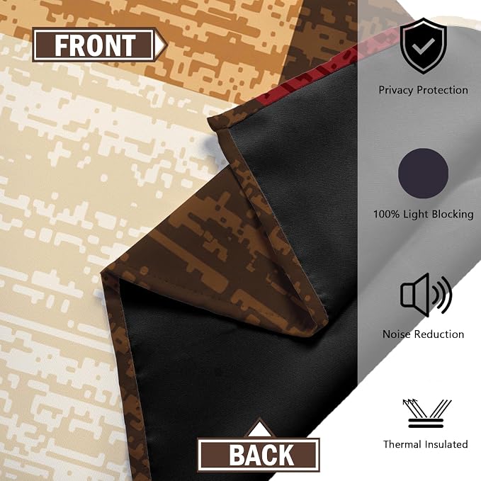 Tyrot Brown Red Vintage 100% Blackout Curtains for Bedroom 96 inch Length 2 Panels Set Modern Abstract Geometric Black Out Curtains Insulated Room Darkening Window Drapes forLiving Room, 52Wx96L