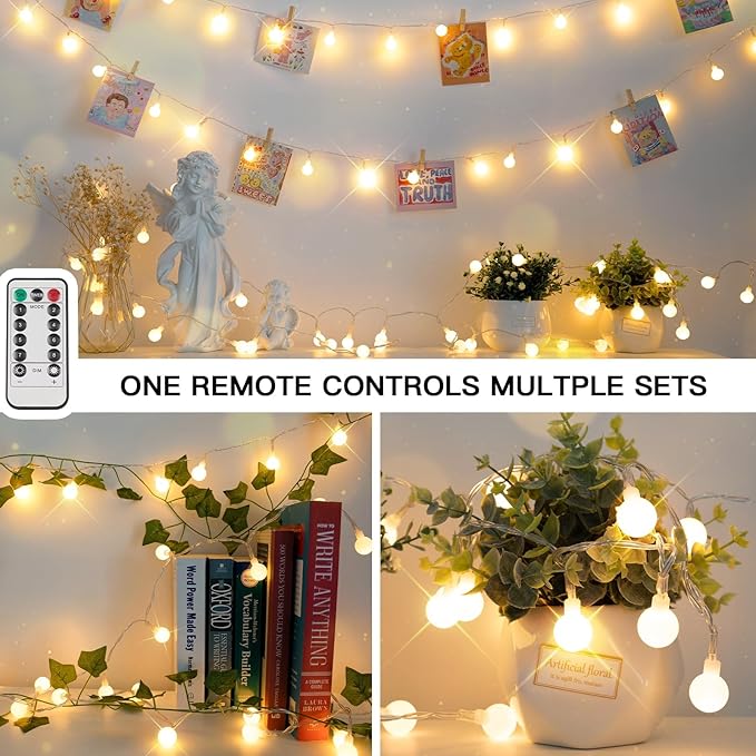 suddus 50 LED Classroom Globe String Lights USB Warm White with Remote | Hanging Fairy Lights With Timer,String Lights for Bedroom for Bedroom, Dorm, Classroom Christmas,Indoor,Outdoor Decor
