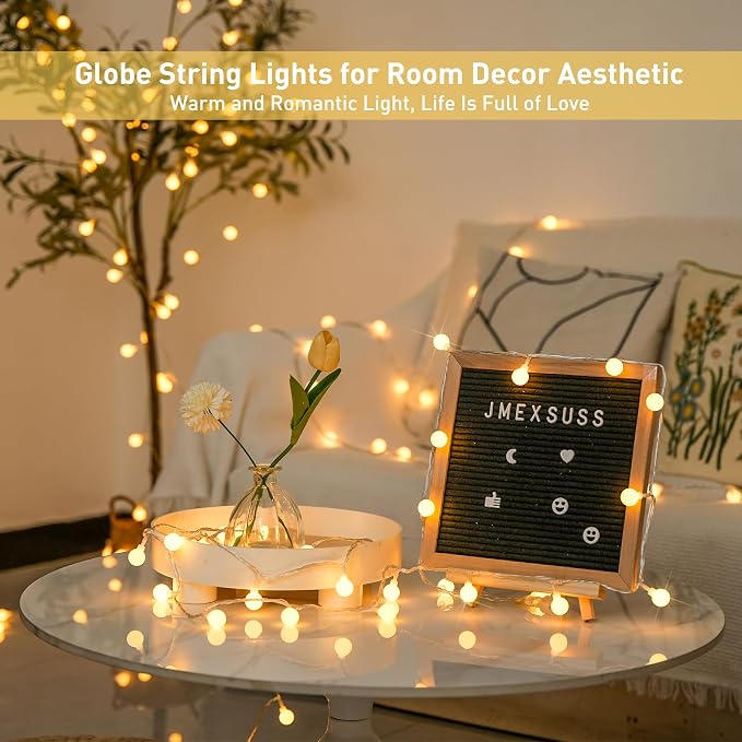 147ft 300 LED 8 Modes Globe String Lights Outdoor Waterproof with Remote | Indoor Christmas Lights Plug in, Hanging Fairy Light for Bedroom Holiday Party Patio Garden Christmas Decorations, Warm White