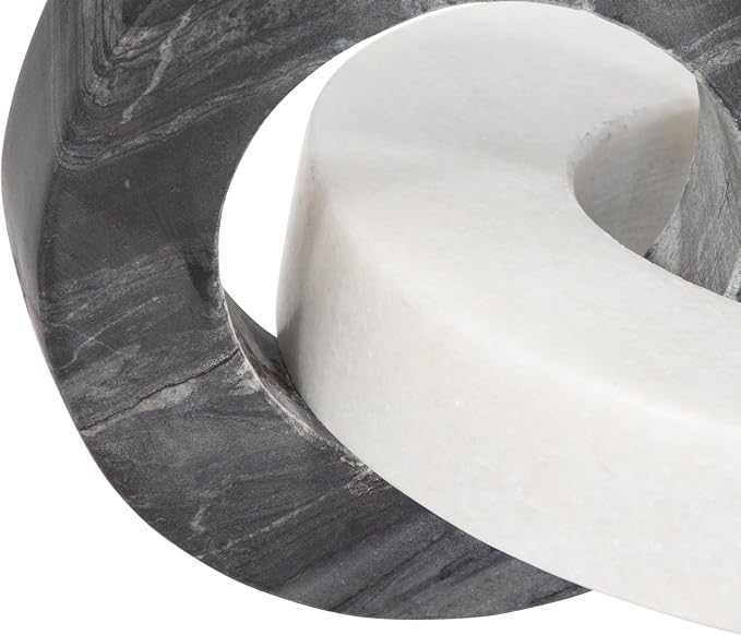 Home Decor and Bathroom Decor Marble Double Ring – Modern Shelf Sculpture and Office Accents for Room Styling – Coffee Table Ornaments and Living Room Decor Statues Design – 6", White & Black
