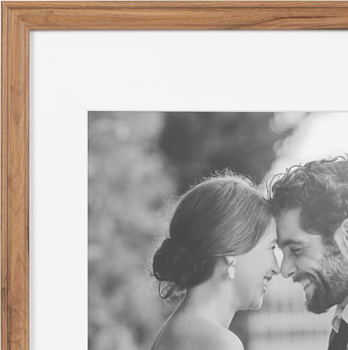Kate and Laurel Adlynn Rectangle Picture Frame Set of 4; 11 x 14 matted to 8 x 10; Brown; Transitional Four-Piece Frame Set for Gallery Wall Frame Set in Living Room Wall Decor