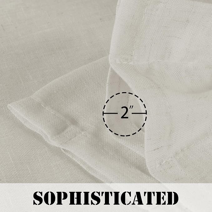 H.VERSAILTEX Linen Curtains Elegant Natural Linen Semi Sheer Curtains Energy Light Filtering Rod Pocket Window Treatments Panels for Living Room (Set of 2, Pale Oak, 52 inch W X 54 inch L)