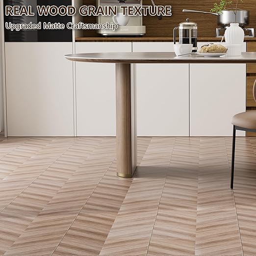 Peel and Stick Floor Tile, 20-Pack 12" x 12" Herringbone Wood Look Waterproof Self-Adhesive Vinyl Flooring, Easy DIY for Bedroom, Kitchen, Living Room, RV, Cover 20 Sq. Brown