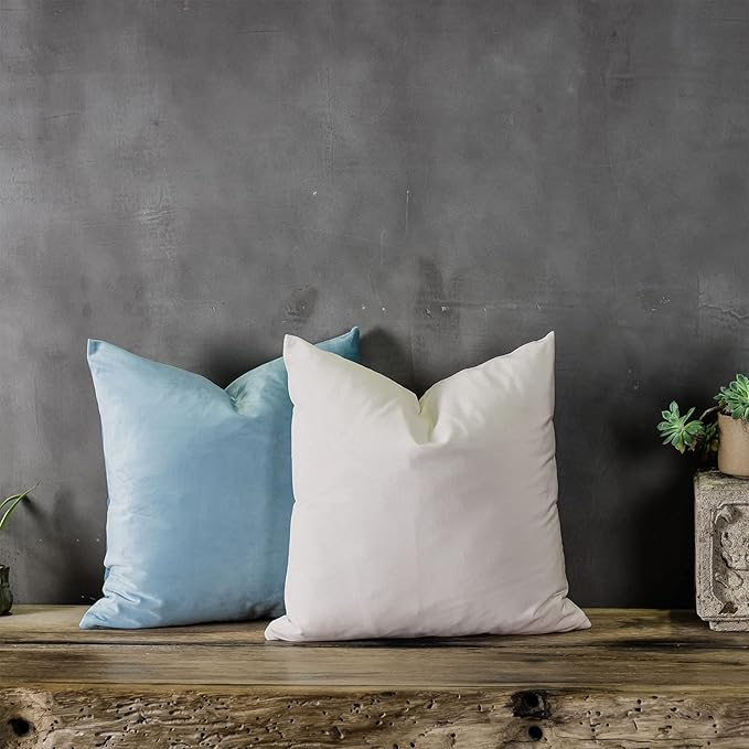 Decorative Velvet Throw Pillow Covers for Couch Sofa Bedroom,Soft Solid Cushion Covers Set of 2,14x14 inch,Light Blue