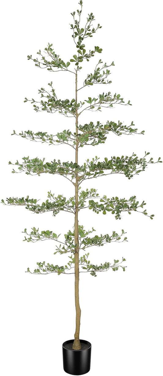 LYERSE Black Olive Tree Artificial 8ft - Faux Black Olive Tree with Natural Trunk and Realistic Leaves - Artificial Shady Lady Tree for Indoor Home Office House Living Room Decor