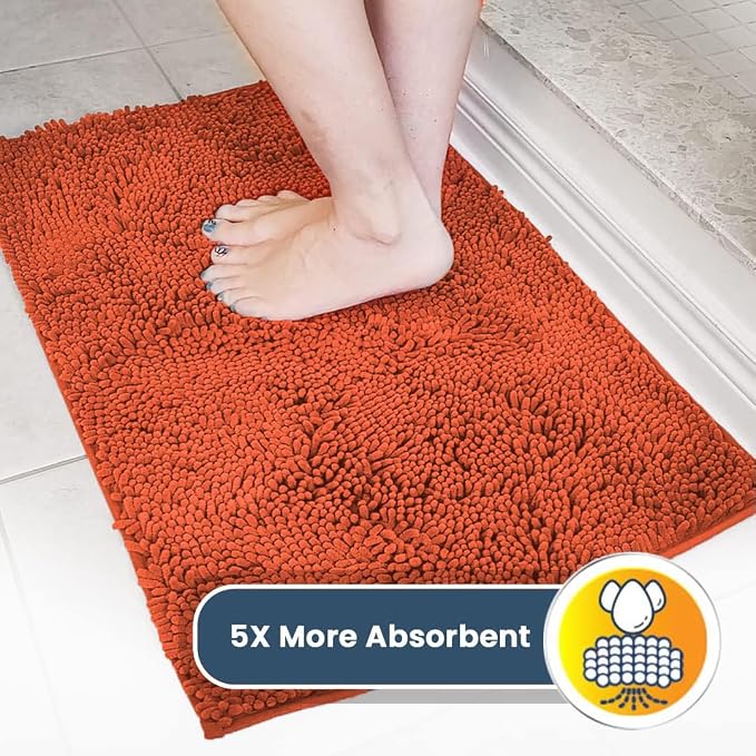 Muddy Mat® | Super Water Absorbent Door Mat Indoor, Microfiber Quick Dry Chenille Entryway Rug, Slip Resistant Front Door Mat, Indoor Mats for Entryway, Machine Washable Pet Rug, Coral 5ft x 7ft