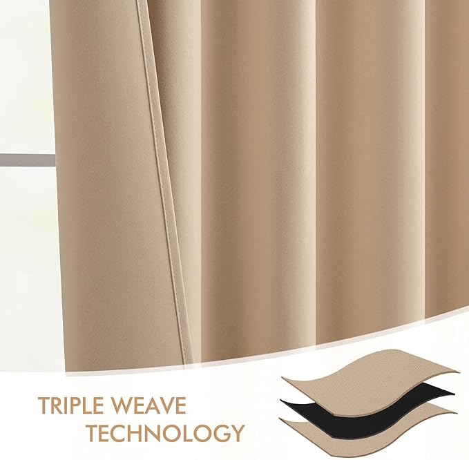 MIULEE Back Tab Beige Curtains 84 Inch Length 2 Panels Set for Living Room Bedroom, Cream Rod Pocket/Pinch Pleated Light Blocking Thermal Insulated Room Darkening Blackout Curtains 84 Inches Long