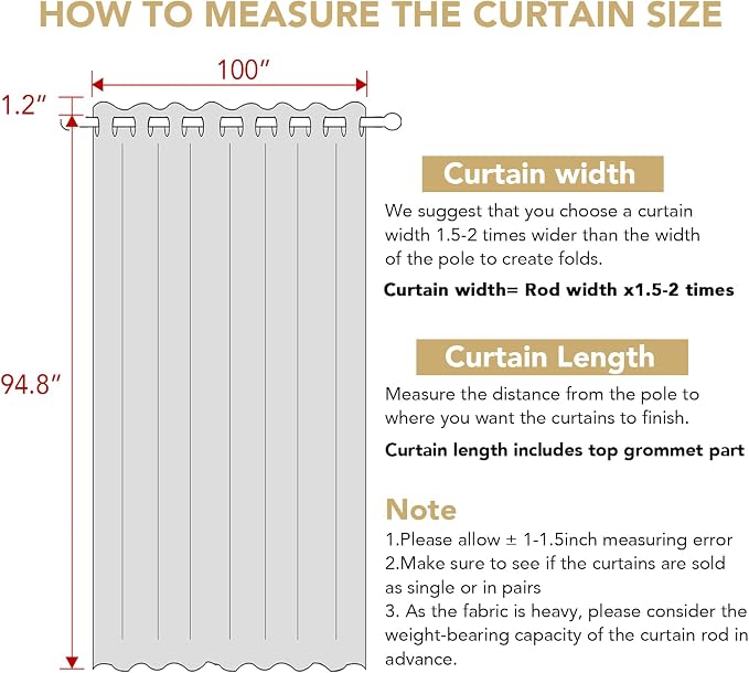 H.VERSAILTEX Blackout Curtains Durable Thick Textured Polyester Blackout Patio Door Curtain Anti Rust Grommet Extra Wide Sliding Door Curtain Panel, W100 x L96 inch - Natural