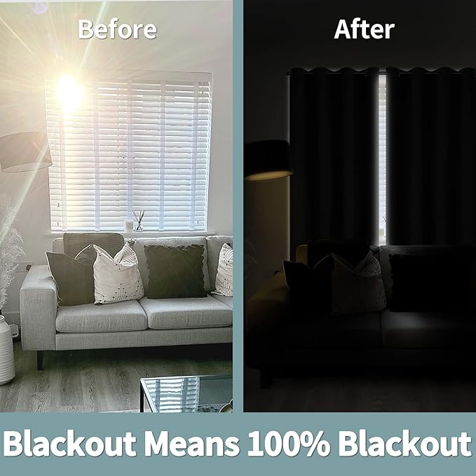 BGment 45 Inch Curtains for Bedroom - Short Blackout Curtains for Small Window/Cafe Thermal Insulated Grommet Drapes, 2 Panels, Each 42 Inch Wide, Dark Grey