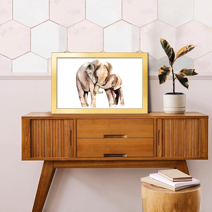 LaVie Home 14 x 22 Picture Frame, Large Poster Frame with High Definition Plexiglass, Horizontal or Vertical Wall Gallery Poster Frames Suitable for Photos, Artworks, Posters,Puzzle, Gold 1pc