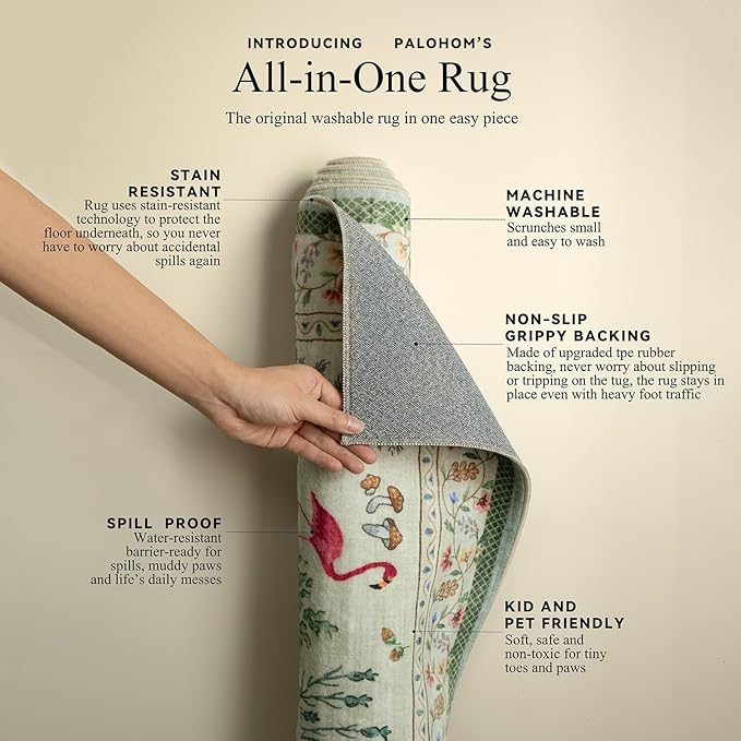 Machine Washable Kitchen Runner Rug: 2'x10' Hallway Runner Non Slip Low Pile Stain Resistant Soft Carpet Runners Rug for Entryway Hallway Kitchen Laundry Room Beside Farmhouse