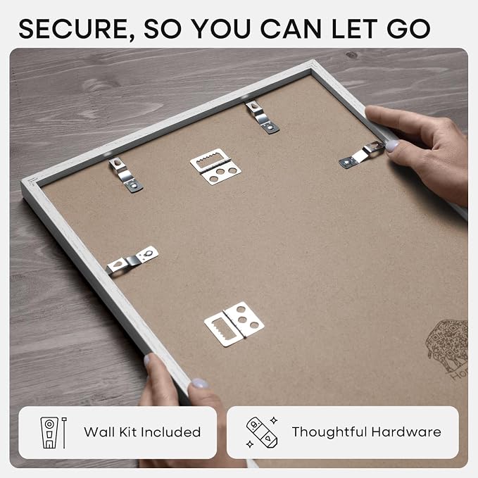Homeforia 11x17 White Wood Frame, High End Oak 17 x 11 White Wooden Picture Frames with Mat 8 by 12, 11x17 Poster Frame Matted to 8x12 inch Photo, 17x11 Thin Frames, Tempered Glass, Wall Kit, Set of 3