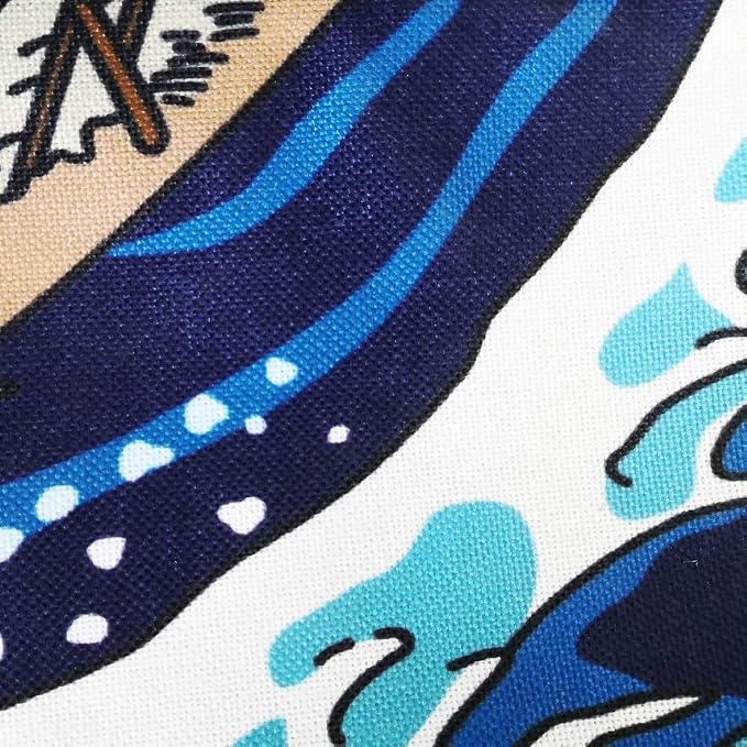Ofat Home Great Wave Monster Noren Curtain 33.5" x 59" Japanese Style | Red ukiyo-e ocean wave with monster design, Japanese art fabric hanging curtain for doorway or home decor