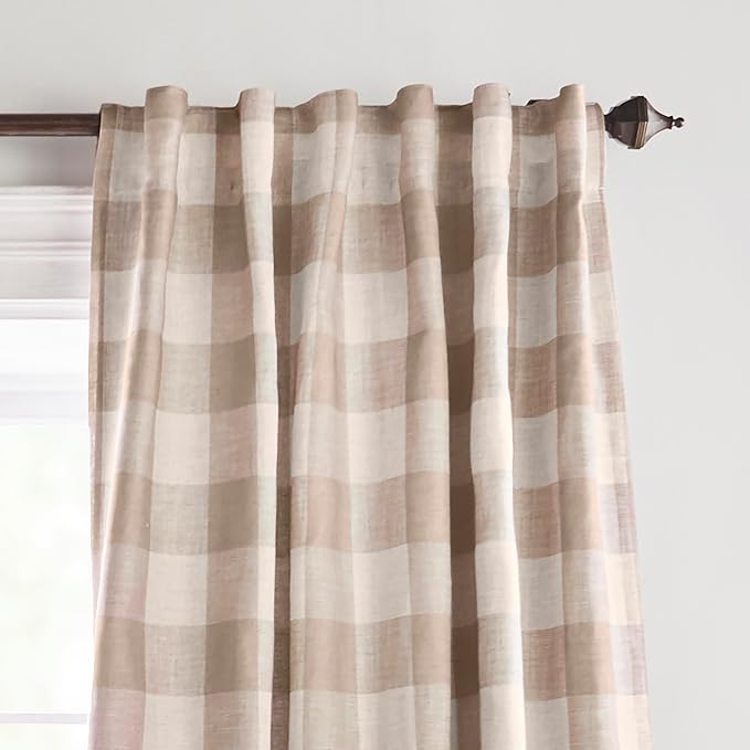 Grainger Rod Pocket Back Tab Window Curtain Panel, Linen - 52" W x 63" L