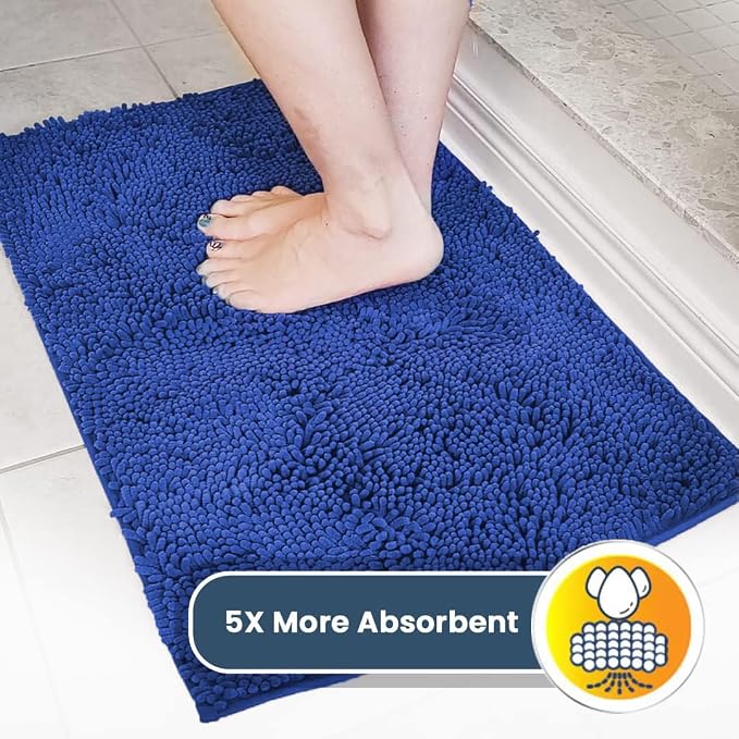 Muddy Mat® | Super Water Absorbent Door Mat Indoor, Microfiber Quick Dry Chenille Entryway Rug, Slip Resistant Front Door Mat, Indoor Mats for Entryway, Machine Washable Pet Rug, Periwinkle 26" x 42"