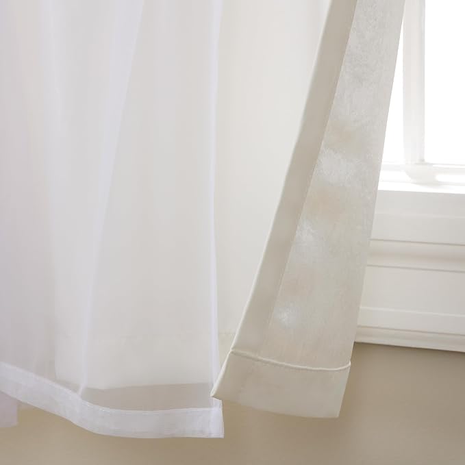 TOWN & COUNTRY LUXE Talia Double Layer Indoor Curtains, Sheer and Room Darkening Blackout, Grommet Top, Energy Efficient, 2-Pack Set, 52"x108", Winter White