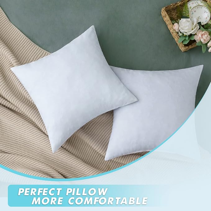 MIULEE Pack of 2 22x22 Pillow Inserts-Decorative Shredded Memory Foam Cooling Throw Pillows-Adjustable Premium Lumbar Wedding Pillow Stuffer Form for Couch Bed Cushion