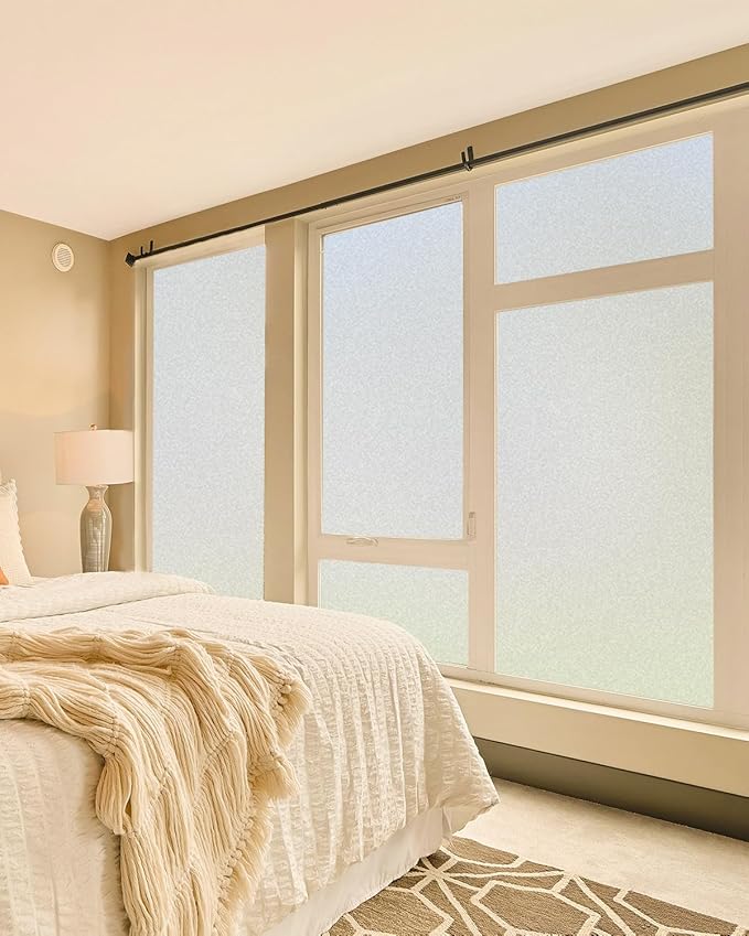 Frosted Glass Window Privacy Film Decorative with Tools, 2 Way Frosting Privacy Film for Glass Windows, Static Cling Tint for Home Anti-UV, Covering Clings 23.6" by 157.4"