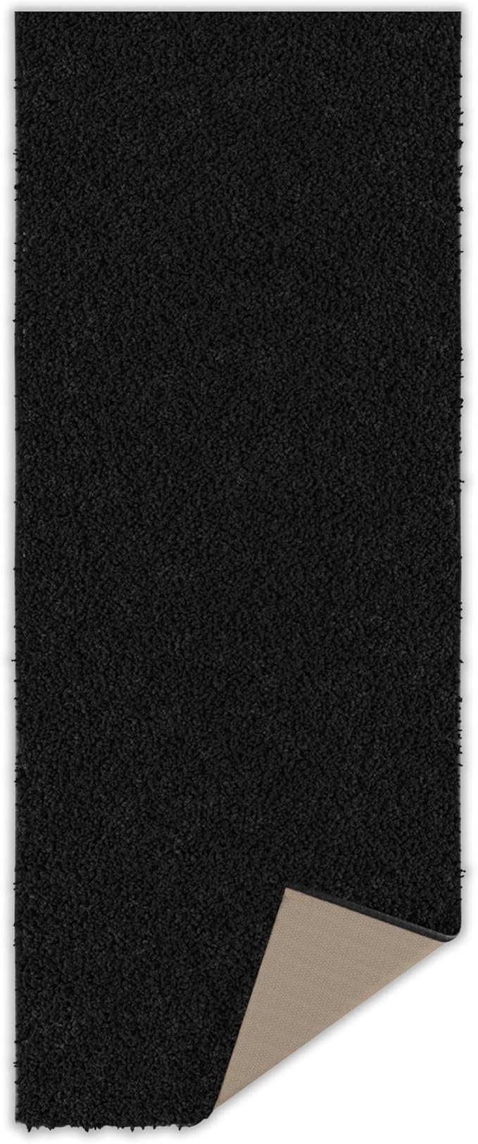 Ottomanson Bedroom Shag Runner Rug 3' x 6', Fluffy Bedside Runner with Non-Slip Rubber Backing, Soft Non-Shedding Accent Rug for Nursery, Dorm, Entryway, Black