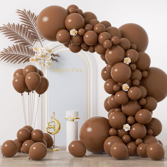 130pcs Brown Balloons Different Sizes 18" 12" 10" 5" Dark Brown Party Latex Balloons for Birthday Baby Shower Gender Reveal Graduation Wedding Anniversary Party Decorations