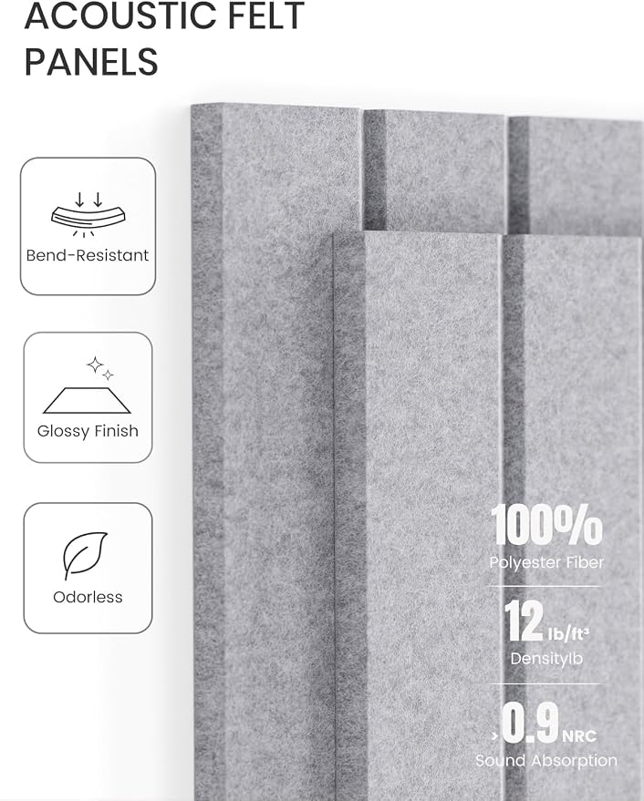Fluxynara Large Felt Bulletin Board 36"x24" Cork Board Alternative - 6 Pack with 32 Safe Removable Adhesive Tabs, Cork Boards for Walls Felt Board for Home Office Classroom Pin Board-Soft Gray