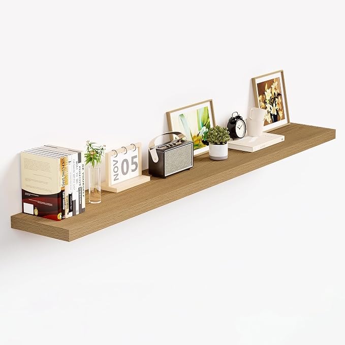 Vivelove 48 Inch Floating Shelves for Wall, 48x9 Display Shelves for Bathroom Living Room Kitchen Bedroom Office Farmhouse Home Decor - Set of 1, Oak