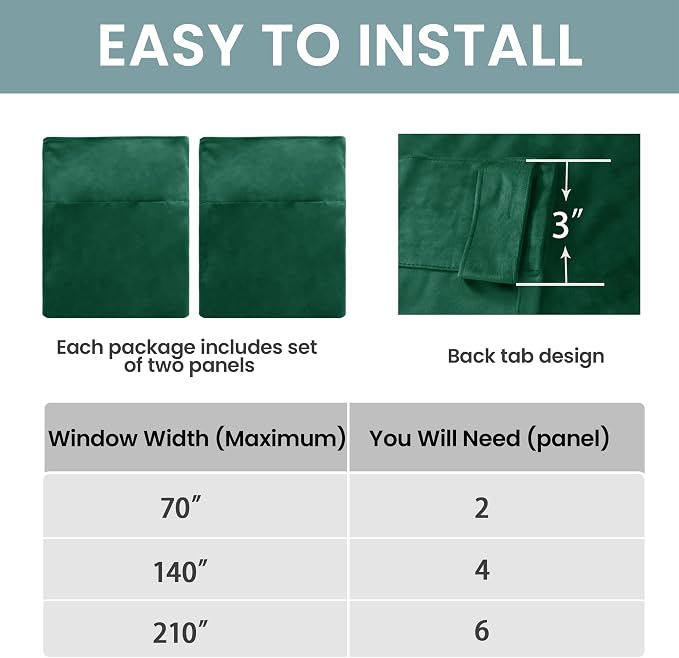 BGment Emerald Velvet Curtains 102 Inches Long for Living Room, Thermal Insulated Room Darkening Curtains Drapes Window Treatment with Back Tab and Rod Pocket, Set of 2 Panels, 52 x 102 Inch
