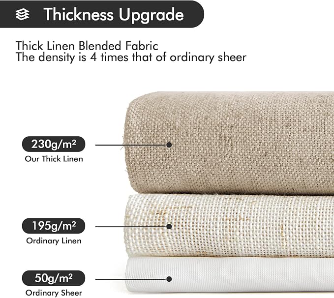 MIULEE Non-See-Through Privacy Linen Curtains 2 Panels, Light Filtering Window Curtains Farnhouse Textured Back Tab Semi Sheer Drapes for Bedroom Living Room, 52 x 90 Inches Long, Taupe