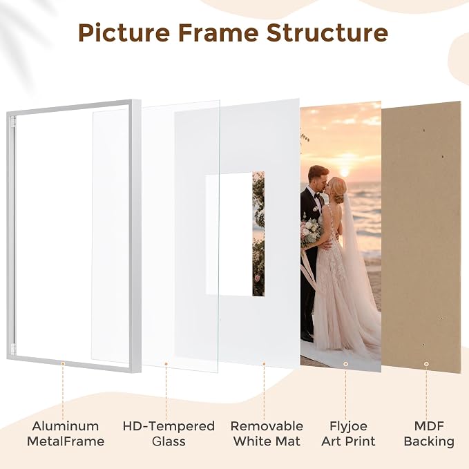 Signature Picture Frame 18x18, Aluminum Signable Frame with Glass, Silver | Sleek Silver Signable Frame with 8x8 for Wedding, Graduation, Birthday & Baby Shower Guest Book| Real Glass & Wall Kit