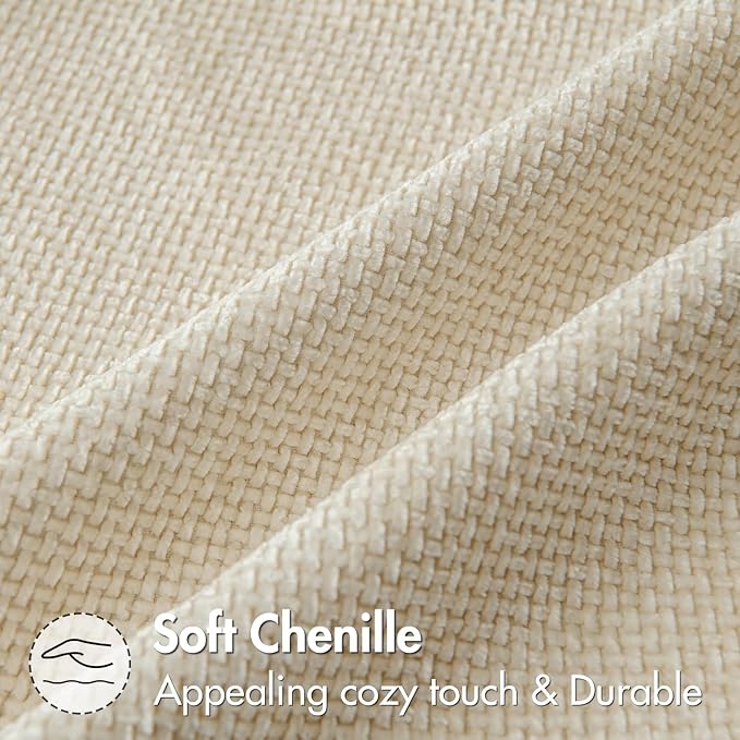 MIULEE Pack of 2 Couch Throw Pillow Covers 18x18 Inch Neutral Cream Modern Boho Accent Decorative Pillow Covers Soft Chenille Farmhouse Cushion Covers for Home Decor Bed Sofa Living Room