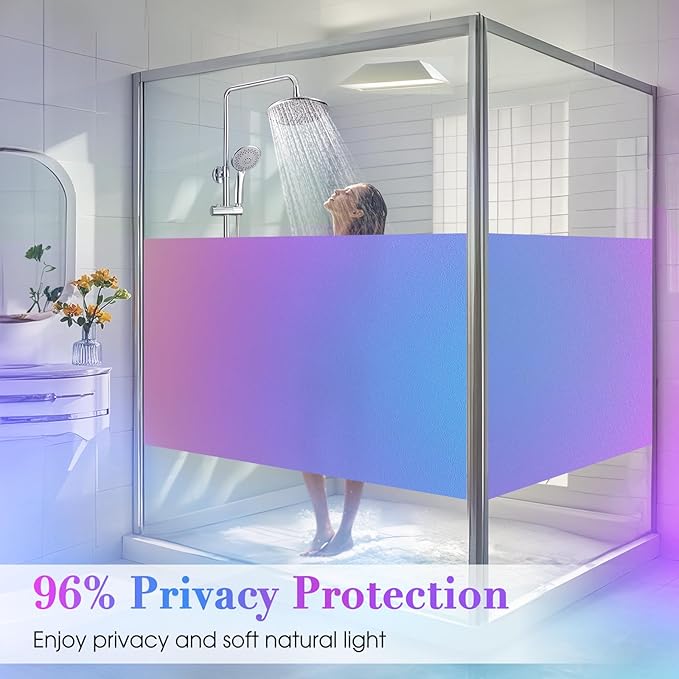 Coavas Stained Glass Window Privacy Film Rainbow Frosted Decorative Static Clings, Opaque Iridescent Prism Window Decals, Sun Blocking Anti-Glare Door Coverings(23.6 x 157.5 Inch, Colorful)