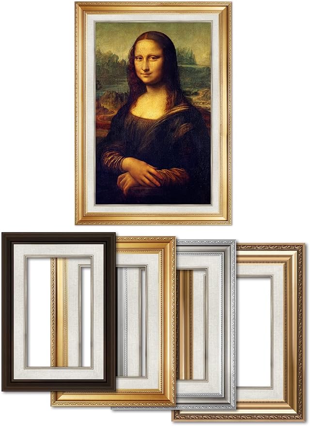DECORARTS - Mona Lisa by Leonardo DaVinci. World Famous Painting Reproduction. Giclee Prints in Classic Golden Frame Ready to Hang