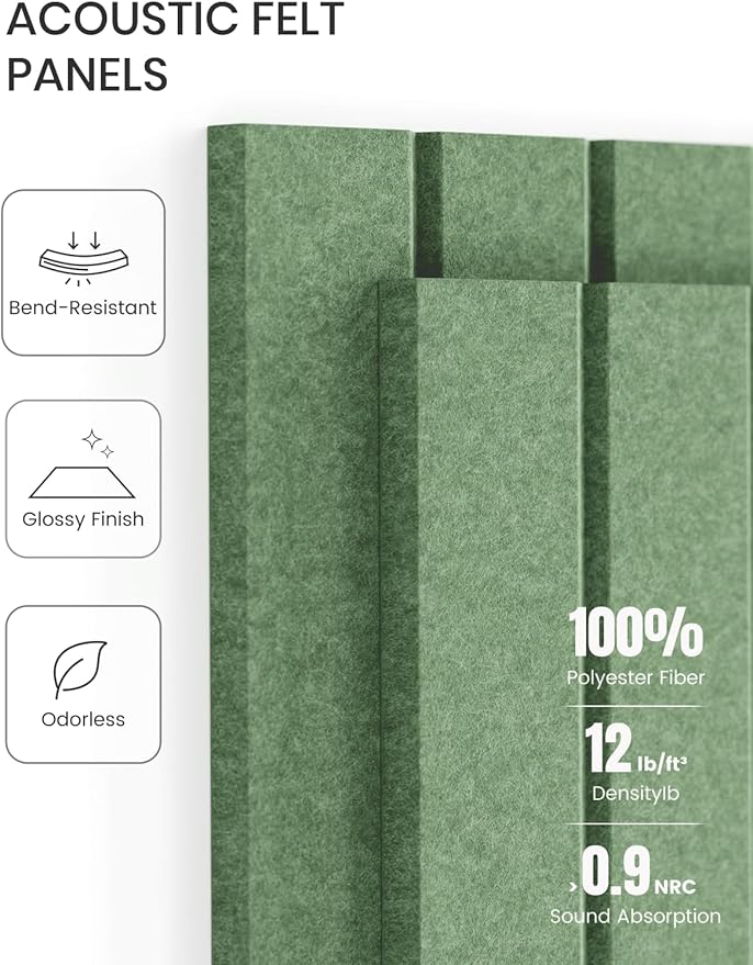 Fluxynara Large Felt Bulletin Board 48" x 36" Cork Board Alternative-12 Pack with 64 Safe Removable Adhesive Tabs, Cork Boards for Walls Cork Board for Home Office Classroom Pin Board-Moss Green