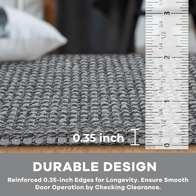 KOZYFLY Long Runners for Hallways 3x12 ft Washable Kitchen Runner Non Slip Rubber Backed Hallway Rugs Cotton Entryway Runner Rug Floor Carpet for Indoor Hall, Backdoor, Kitchen, Grey/Dark Grey