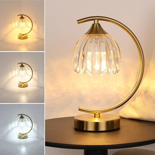 Shenmoyl Tulip Table Lamp, 5200mAh Cordless Touch Control Table Lamp with 3 Color Temps & Stepless Dimming, Rechargeable Battery Table Lamp for Living Room, Bedroom, Office, Shelf (Transparent Tulip)